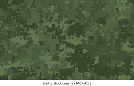 Abstractas patrón de camuflaje digital en tonos de verde. Perfecto para fondos, texturas o diseños de temática militar.  Evoca sentimientos de ocultación, estrategia y naturaleza.