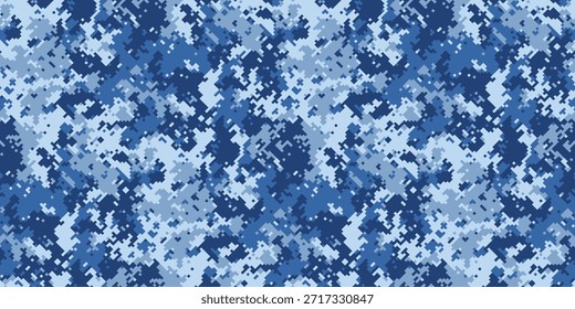 Abstractas patrón de camuflaje digital en tonos de azul.  Perfecto para fondos, textiles o diseños de temática militar.