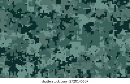 Abstractas patrón de camuflaje digital en tonos verde azulado y verde oscuro. Perfecto para fondos, textiles o diseños de temática militar.
