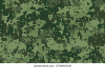 Abstractas patrón de camuflaje digital en tonos de verde. Perfecto para fondos, texturas, diseños de temática militar o proyectos de juegos.  Evoca el ocultamiento, la estrategia y la naturaleza.