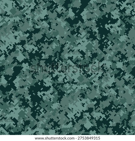 Abstract digital camouflage pattern in shades of green.  Perfect for backgrounds, textiles, militarythemed designs, or creating a sense of mystery and concealment.