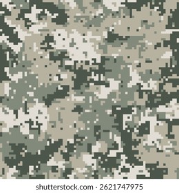 Abstract digital camouflage pattern.  Versatile seamless texture in muted greens and beige tones. Ideal for backgrounds, textile designs, military or tactical themes.