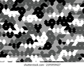 Abstract digital camouflage, pixel gray pattern, military and urban texture. Disguise