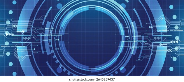 Fundo de circuito de círculo digital abstrato para tecnologia, dados ou design de interface de IA.

