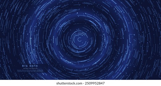 Punto de grupo de círculos digitales Abstractas. Visualización futurista de big data. Concepto de datos de criptomonedas. Ilustración vectorial.
