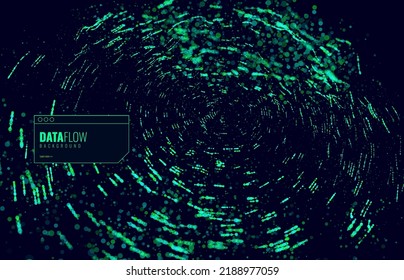 Abstract Digital Circles of Particles. Futuristic Circular Sound Wave. Big Data Visualization. 3D Virtual Space VR Cyberspace. Crypto Currency Blockchain Concept. Vector Illustration.