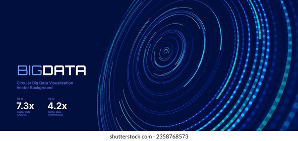 Abstract Digital Circles of Particles. Futuristic Circular Sound Wave. Big Data Visualization. 3D Virtual Space VR Cyberspace. Crypto Currency Blockchain Concept. Vector Illustration.