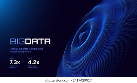 Abstract Digital Circles of Particles. Futuristic Circular Sound Wave. Big Data Visualization. 3D Virtual Space VR Cyberspace. Crypto Currency Blockchain Concept. Vector Illustration.