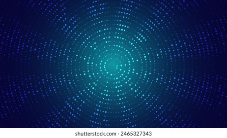 Abstract Digital Circles of Particles. Futuristic Circular Sound Wave. Big Data Visualization. 3D Virtual Space VR Cyberspace. Crypto Currency Concept. Vector Illustration.