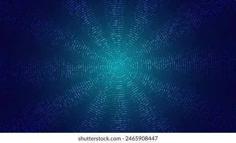 Abstract Digital Circles of Particles. Futuristic Circular Sound Wave. Big Data Visualization. 3D Virtual Space VR Cyberspace. Crypto Currency Concept. Vector Illustration.