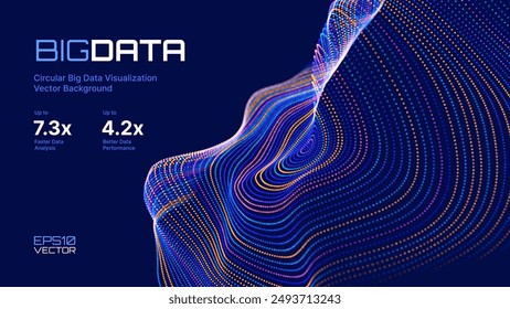 Abstract Digital Circles of Particles. Futuristic Circular Business Data Graph. Big Data Visualization. Crypto Currency Blockchain Invest Statistics Analysis Concept. Vector Illustration.