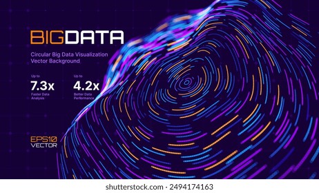 Abstract Digital Circles of Particles. Futuristic Circular Business Data Graph. Big Data Visualization. Crypto Currency Blockchain Invest Statistics Analysis Concept. Vector Illustration.