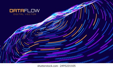 Abstract Digital Circles of Particles. Futuristic Circular Business Data Graph. Big Data Visualization. Crypto Currency Blockchain Invest Statistics Analysis Concept. Vector Illustration.