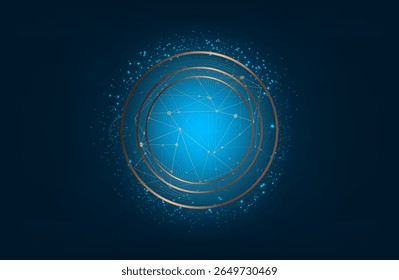 Abstract Digital Circles of Particles. Futuristic Circular Sound Wave. Big Data Visualization.
3D Virtual Space VR Cyberspace. Crypto Currency Blockchain Concept. Vector Illustration.
