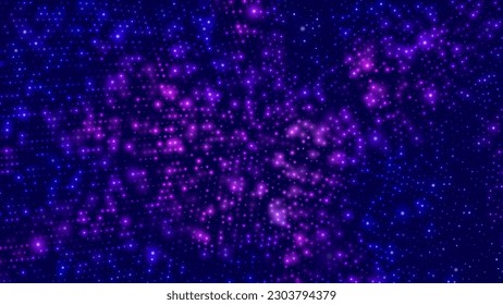 Abstract Digital Circles of Particles with Noise. Futuristic Circular Sound Wave. Big Data Visualization. 3D Virtual Space VR Cyberspace. Crypto Currency Concept. Vector Illustration.