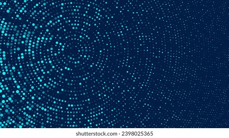 Abstract Digital Circles of Particles with Noise. Futuristic Circular Sound Wave. Big Data Visualization. 3D Virtual Space VR Cyberspace. Crypto Currency Concept. Vector Illustration.