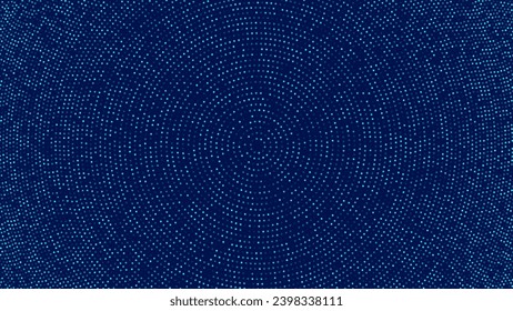 Abstract Digital Circles of Particles with Noise. Futuristic Circular Sound Wave. Big Data Visualization. 3D Virtual Space VR Cyberspace. Crypto Currency Concept. Vector Illustration.