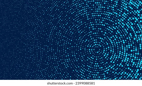 Abstract Digital Circles of Particles with Noise. Futuristic Circular Sound Wave. Big Data Visualization. 3D Virtual Space VR Cyberspace. Crypto Currency Concept. Vector Illustration.