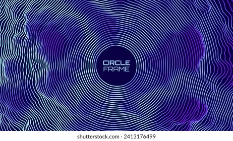 Abstract Digital Circles of Particles with Noise. Futuristic Circular Sound Wave. Big Data Visualization. 3D Virtual Space VR Cyberspace. Crypto Currency Concept. Vector Illustration.