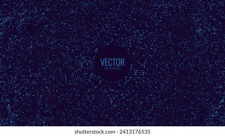 Abstract Digital Circles of Particles with Noise. Futuristic Circular Sound Wave. Big Data Visualization. 3D Virtual Space VR Cyberspace. Crypto Currency Concept. Vector Illustration.