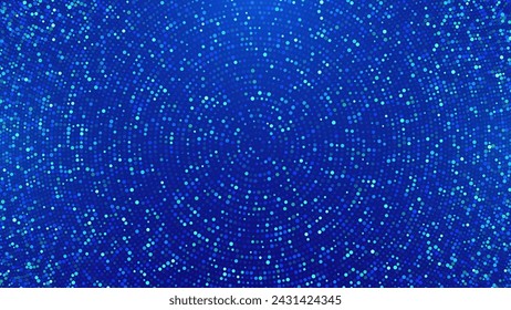 Abstract Digital Circles of Particles with Noise. Futuristic Circular Sound Wave. Big Data Visualization. 3D Virtual Space VR Cyberspace. Vector Illustration.