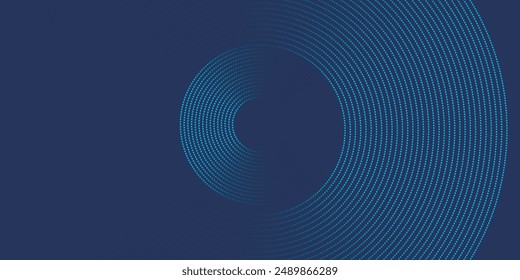 Abstract Digital Circles of Particles with Noise. Futuristic Circular Sound Wave. Big Data Visualization. 3D Virtual Space VR Cyberspace. Crypto Currency Concept. Vector Illustration.