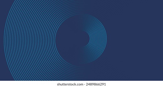 Abstract Digital Circles of Particles with Noise. Futuristic Circular Sound Wave. Big Data Visualization. 3D Virtual Space VR Cyberspace. Crypto Currency Concept. Vector Illustration.