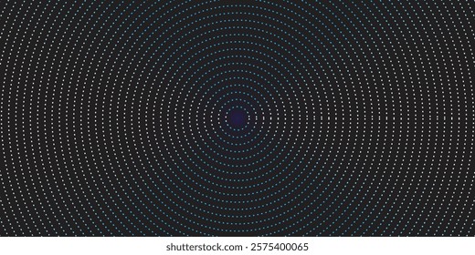 Abstract Digital Circles of Particles with Noise. Futuristic Circular Sound Wave. Big Data Visualization. 3D Virtual Space VR Cyberspace. Crypto Currency Concept. Vector Illustration.