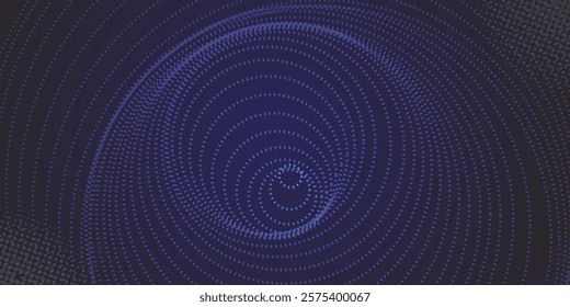 Abstract Digital Circles of Particles with Noise. Futuristic Circular Sound Wave. Big Data Visualization. 3D Virtual Space VR Cyberspace. Crypto Currency Concept. Vector Illustration.