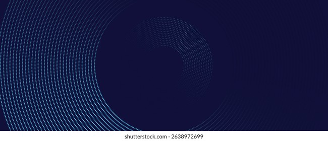 Abstract Digital Circles of Particles with Noise. Futuristic Circular Sound Wave. Big Data Visualization. 3D Virtual Space VR Cyberspace. Crypto Currency Concept. Vector Illustration.