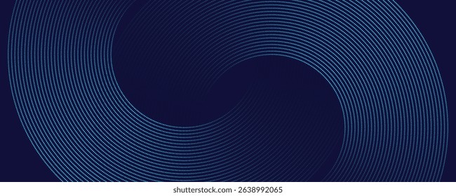 Abstract Digital Circles of Particles with Noise. Futuristic Circular Sound Wave. Big Data Visualization. 3D Virtual Space VR Cyberspace. Crypto Currency Concept. Vector Illustration.