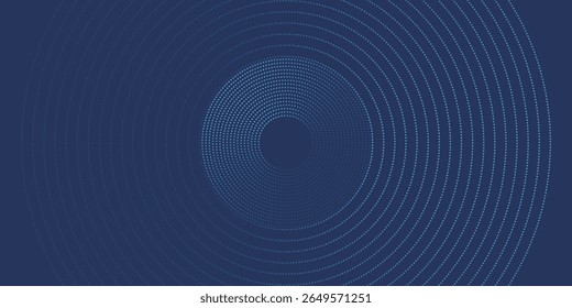 Abstract Digital Circles of Particles with Noise. Futuristic Circular Sound Wave. Big Data Visualization. 3D Virtual Space VR Cyberspace. Crypto Currency Concept. Vector Illustration.