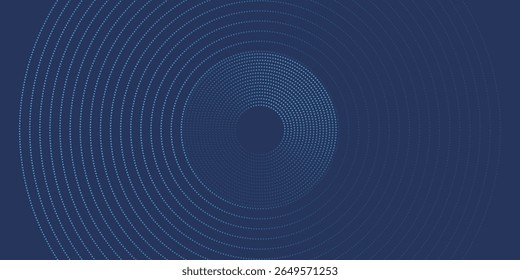 Abstract Digital Circles of Particles with Noise. Futuristic Circular Sound Wave. Big Data Visualization. 3D Virtual Space VR Cyberspace. Crypto Currency Concept. Vector Illustration.