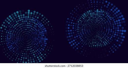 Círculos digitales Abstractas de partículas con ruido. Onda de sonido circular futurista. Visualización de Big Data. Concepto de moneda criptográfica. Ilustración vectorial.
