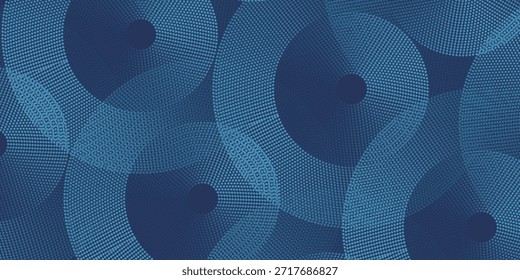 Círculos digitales Abstractas de partículas con ruido. Onda de sonido circular futurista. Visualización de Big Data. Espacio virtual 3D VR Cyberspace. Concepto de criptomoneda. Ilustración vectorial.