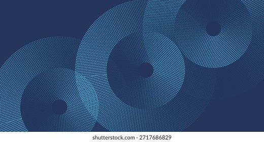 Círculos digitales Abstractas de partículas con ruido. Onda de sonido circular futurista. Visualización de Big Data. Espacio virtual 3D VR Cyberspace. Concepto de criptomoneda. Ilustración vectorial.