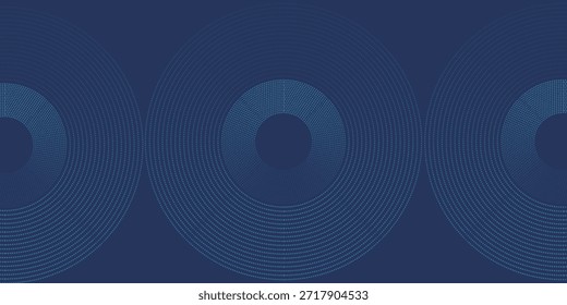 Abstract Digital Circles of Particles with Noise. Futuristic Circular Sound Wave. Big Data Visualization. 3D Virtual Space VR Cyberspace. Crypto Currency Concept. Vector Illustration.

