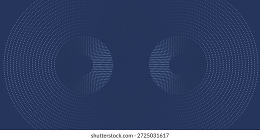 Círculos digitais abstratos de partículas com ruído. Onda Sonora Circular Futurista. Visualização de Big Data. Espaço virtual 3D VR Cyberspace. Conceito de Moeda Criptografada. Ilustração de vetor.