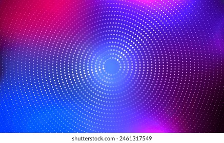 Abstract digital circles of particles on blurry gradient background. Futuristic Circular Sound Wave. Big Data Visualization. Music sound wave. Technology Background for Presentations. Vector EPS10.