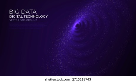 Abstractas ondas de círculos digitales. Ondas de sonido circulares futuristas o líneas hechas por un grupo de partículas circulares. Big Data o visualización del ciberespacio. Ilustración vectorial.
