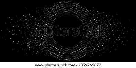 Abstract digital circles of white particles. Big Data visualization into cyberspace. Network Information Decay. Futuristic modern background. Vector illustration. EPS 10.