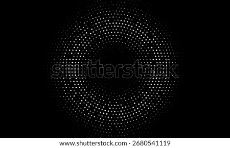 Abstract digital circles of white particles. Big Data visualization into cyberspace. Network Information Decay. Futuristic modern background. Vector illustration. EPS 10.