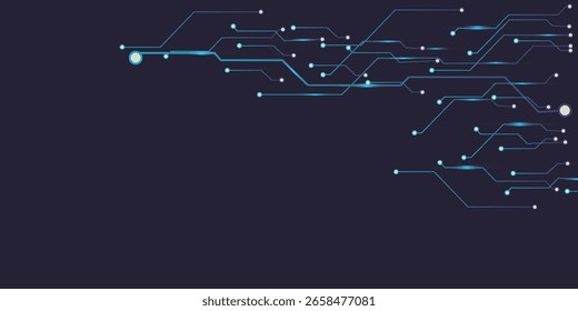 Abstract Digital Circuit Background with Blue Connections on Dark Surface