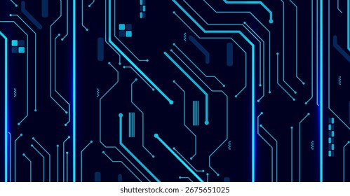 Abstract Digital Circuit Board Background with Futuristic Tech Lines