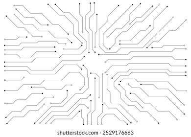 Placa de circuito digital Abstractas en el fondo blanco de la tecnología. Circuito de líneas conectadas y puntos en la placa base abstracta. Ilustración vectorial.