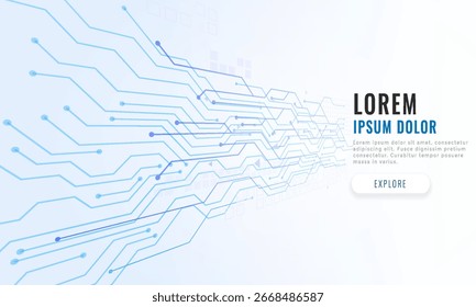 Abstract digital circuit board on an electric technological background. Circuit board with connected lines and dots on an abstract digital motherboard. 