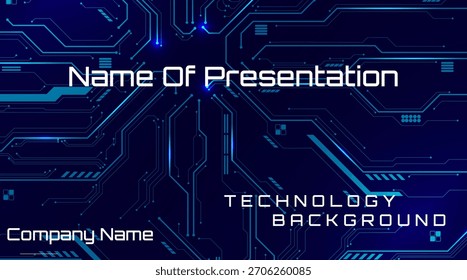Abstrakte digitale Leiterplatte auf elektrischblauem technologischem Hintergrund. Platine mit verbundenen Leitungen und Punkten auf einer abstrakten digitalen Hauptplatine.