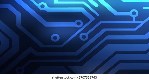 Placa de circuito digital Abstractas sobre un fondo tecnológico azul eléctrico. Placa de circuito con líneas conectadas y puntos en una placa base digital abstracta. eps10
