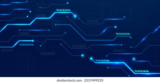 Abstract digital circuit board pattern blue light background vector