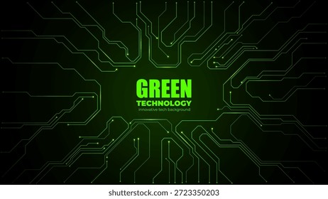 Circuito digital abstrato sobre fundo esmeralda com espaço semicondutor vago. Área de texto central emoldurada por caminhos eletrônicos futuristas e padrões brilhantes. Ilustração de vetor digital